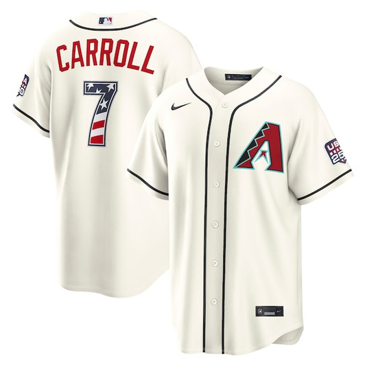 Men's Arizona Diamondbacks Corbin Carroll Nike Cream USA 250 Fourth of July Home Stadium Jersey