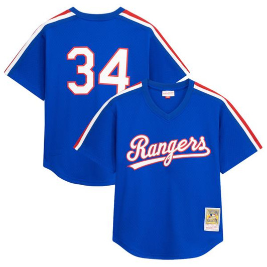 Men's Texas Rangers Nolan Ryan Mitchell & Ness Royal Big & Tall Cooperstown Mesh Batting Practice Jersey