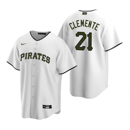 Mens Pittsburgh Pirates #21 Roberto Clemente 2020 Alternate White Jersey Gift For Pirates Fans