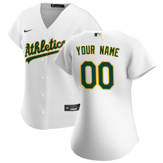 Oakland Athletics Nike Replica Replica Women's Home Replica Custom Jersey - White