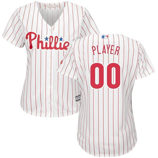 Philadelphia Phillies Majestic Womens Home Cool Base Custom Jersey Jersey White/Scarlet 2021