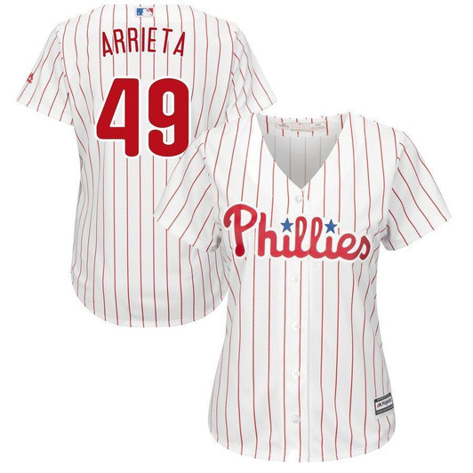 Jake Arrieta Philadelphia Phillies Majestic Womens Cool Base Player Jersey Jersey White 2021