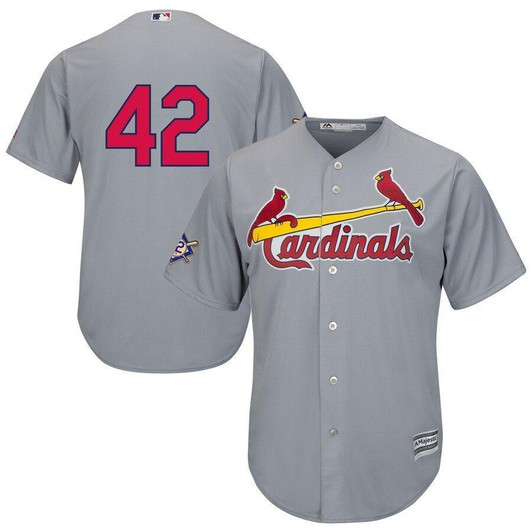 St. Louis Cardinals Majestic 2019 Jackie Robinson Day Official Cool Base Jersey Gray 2019