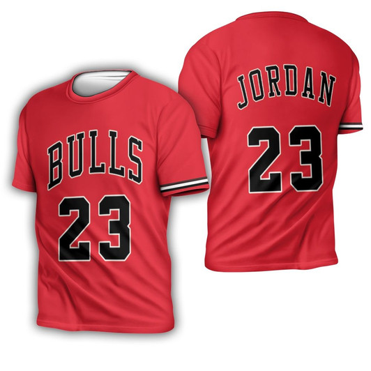 Chicago Bulls Michael Jordan 23 Nba Throwback Red Jersey Inspired 3D T-Shirt