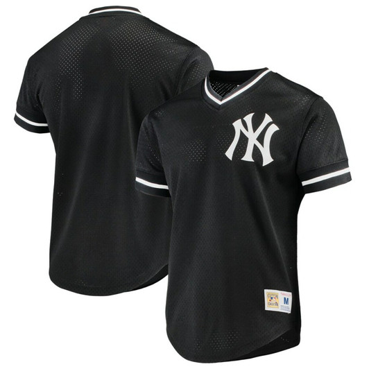 Men'S New York Yankees Mitchell & Ness Black Big & Tall Cooperstown Collection Mesh V-Neck Baseball Jersey Mlb Baseball Jersey974