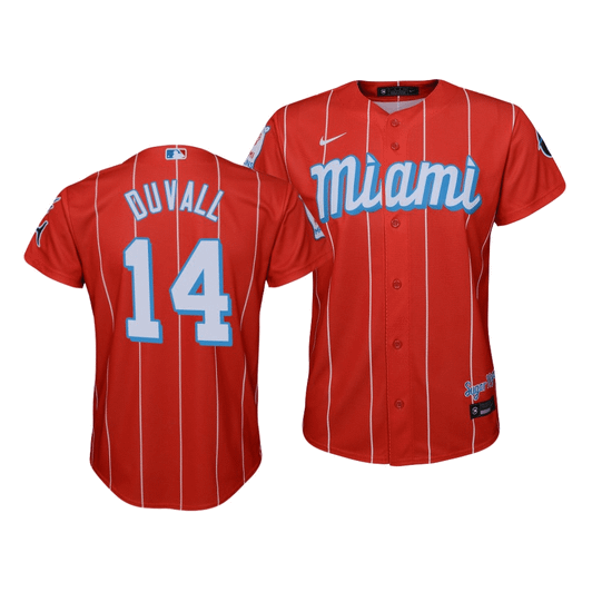 Miami Marlins Adam Duvall #14 2021 City Connect Replica  Jersey Red