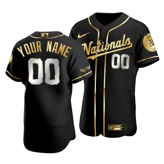 Men'S Washington Nationals Custom #00 Gold Edition Black  Jersey