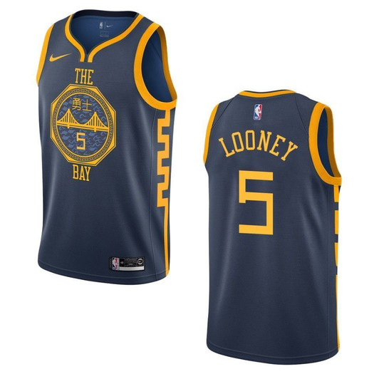 Golden State Warriors 5 Kevon Looney City Edition Swingman Navy 3D Jersey