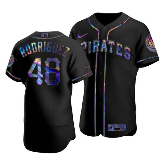 Men'S Pittsburgh Pirates Richard Rodriguez #48 Iridescent Logo Holographic Limited Jersey Black