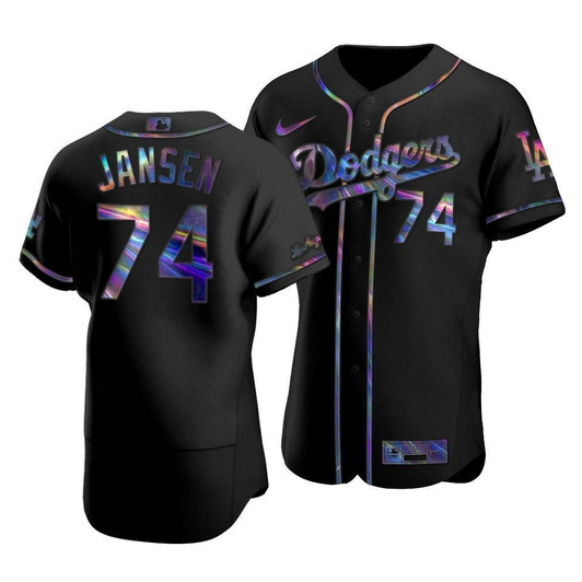 Men'S Los Angeles Dodgers Kenley Jansen #74 Iridescent Logo Holographic Limited  Jersey Black