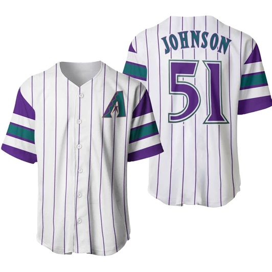 Arizona Diamondbacks Randy Johnson 51 Mlb White Purple Jersey Inspired Style Baseball Jersey