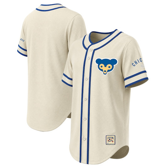 Men's Chicago Cubs Stitches Natural Throwback Fashion Jersey