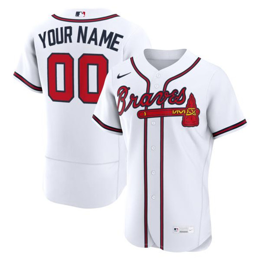 Men's Atlanta Braves Nike White Home  Custom Jersey