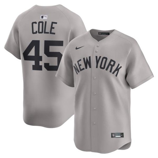 Men's New York Yankees Gerrit Cole Nike Gray Road Limited Player Jersey
