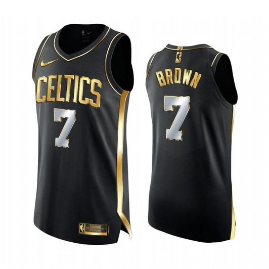Jaylen Brown Boston Celtics Black  Golden 2020-21 Jersey