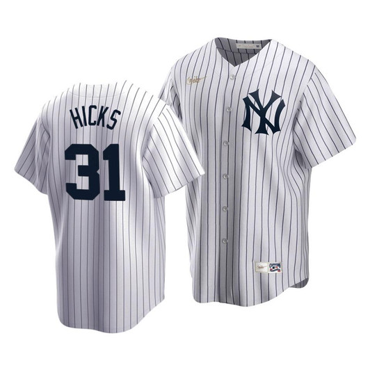 MenS New York Yankees Aaron Hicks #31 Cooperstown Collection White Home Jersey