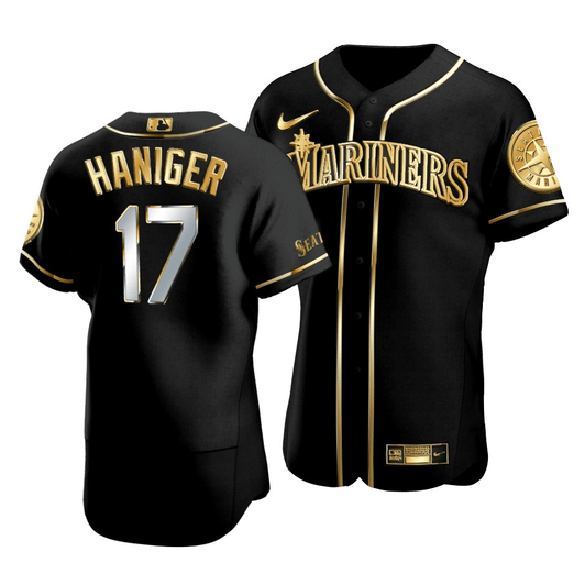 Men'S Seattle Mariners Mitch Haniger #17 Golden Edition Black  Jersey