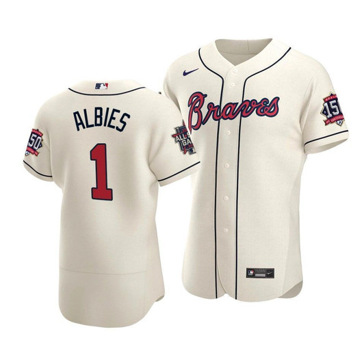 Atlanta Braves Ozzie Albies #1 2021 Mlb All-Star Game Patch Alternate Jersey Cream