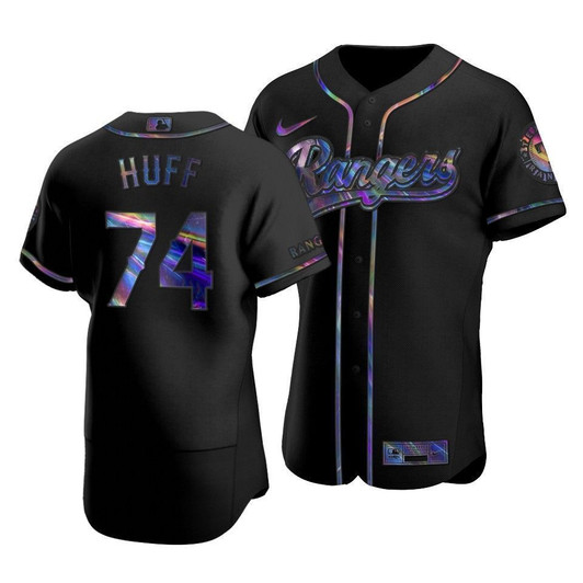 Men'S Texas Rangers Sam Huff #74 Iridescent Logo Holographic Limited Jersey Black
