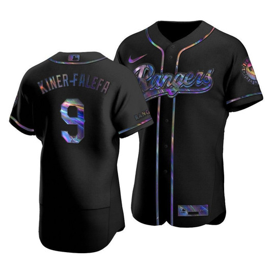 Men'S Texas Rangers Isiah Kiner-Falefa #9 Iridescent Logo Holographic Limited Jersey Black
