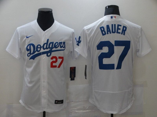 27 Los Angeles Dodgers Trevor Bauer White Jersey
