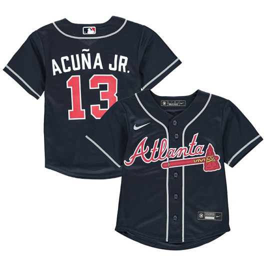 Preschool Atlanta Braves Ronald AcuA Jr. Navy Alternate Player Baseball Jersey Mlb Baseball Jersey375