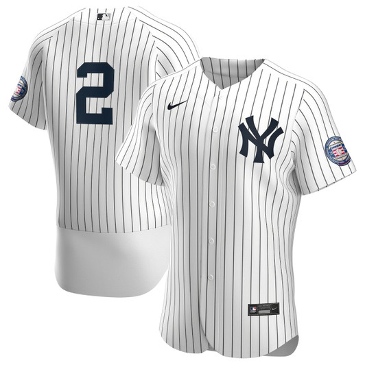 Men'S New York Yankees Derek Jeter White/Navy 2020 Hall Of Fame Induction Patch Baseball Jersey Mlb Baseball Jersey626