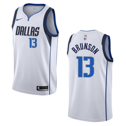 Dallas Mavericks 13 Jalen Brunson Association Swingman White 3D Jersey