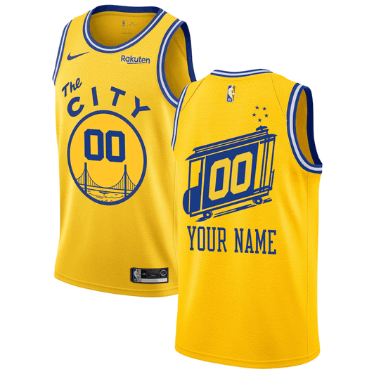 Golden State Warriors Hardwood Classics Custom Swingman Gold The City Classic Edition 3D Jersey
