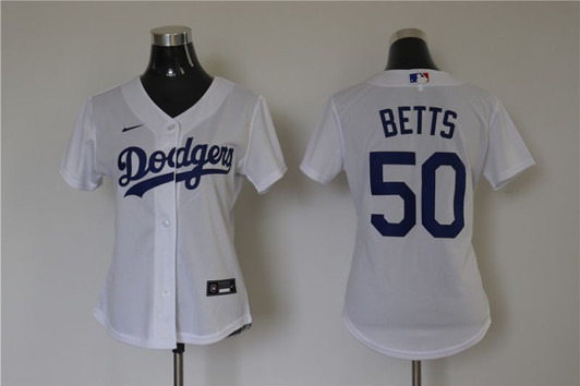 Los Angeles Dodgers Mookie Betts #50 2020 Mlb White Womens Jersey