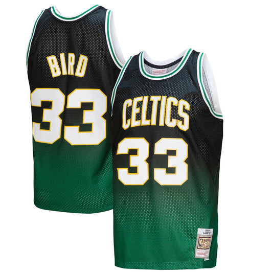 Larry Bird Boston Celtics Mitchell & Ness 1985/86 Hardwood Classics Fadeaway Swingman Player Jersey - Kelly Green/Black