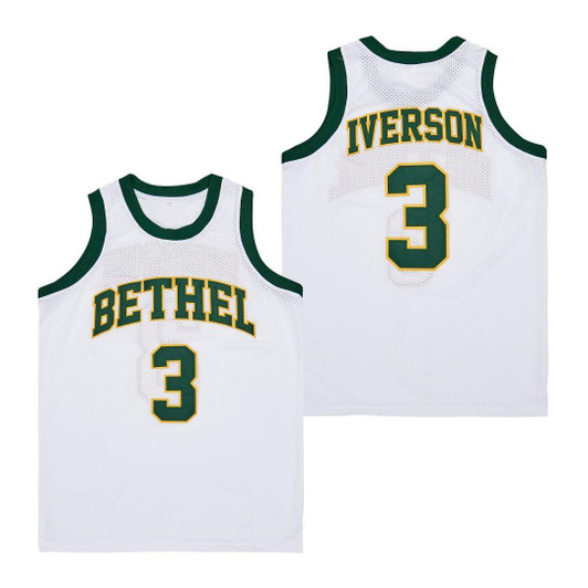 Allen Iverson 3 Bethel High School Throwback Basketball White Jersey Gift For Iverson Fans