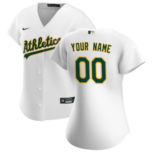 Womens Oakland Athletics Nike Replica Replica White Home Replica Custom Jersey