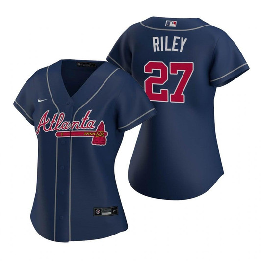 WomenS Atlanta Braves #27 Austin Riley Navy 2020 Alternate Jersey Gift For Atlanta Braves Fan
