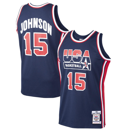 Magic Johnson USA Basketball Mitchell & Ness Home 1992 Dream Team Jersey - Navy