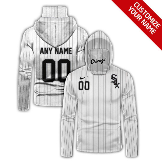 Chicago White Sox #00 Mlb Team White Jersey Style Gift With Custom Number Name For Chicago White Sox Fans Masked Hoodie