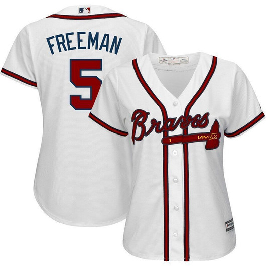 Freddie Freeman Atlanta Braves Majestic Womens Cool Base Player Jersey Jersey White 2021