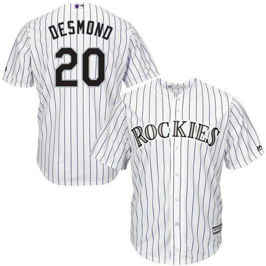 Ian Desmond Colorado Rockies Majestic Home Official Cool Base Player Jersey White/Purple 2019
