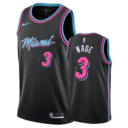 Heat Male Dwyane Wade #3 2018-19 City Black Jersey
