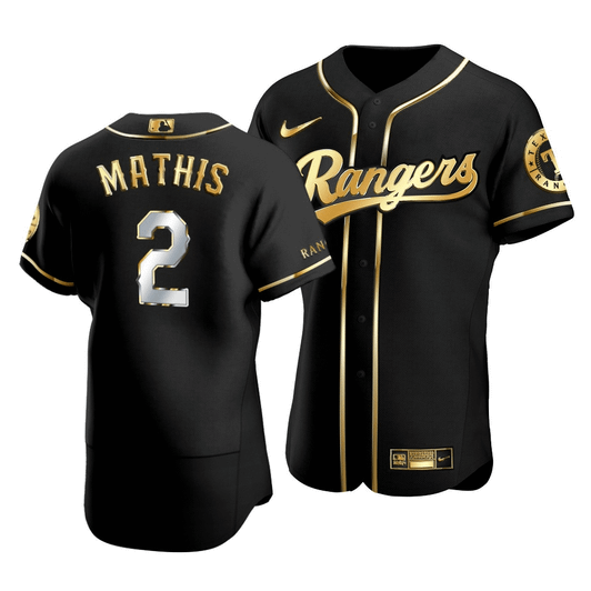 Men'S Texas Rangers Jeff Mathis #2 Golden Edition Black  Jersey