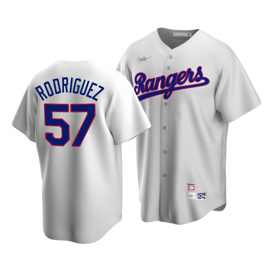 Men'S Texas Rangers Joely Rodriguez #57 Cooperstown Collection White Home Jersey