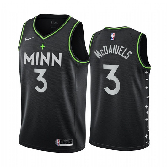 Jaden Mcdaniels Minnesota Timberwolves 2020-21 Black City Jersey 2020 Nba Draft