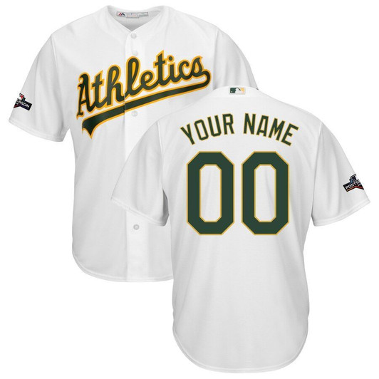 Oakland Athletics Majestic 2019 Postseason Official Cool Base Custom Jersey White