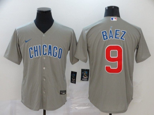 Chicago Cubs Javier Bï¿½Ez #9 2020 Mlb Grey Jersey