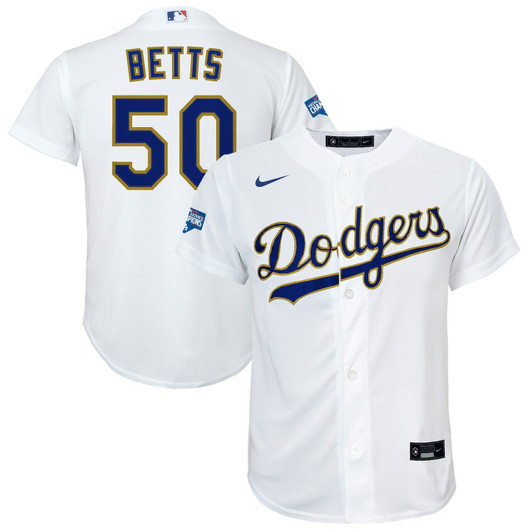 Los Angeles Dodgers Mookie Betts White/Gold 2021 Gold Program Player Baseball Jersey Mlb Baseball Jersey129