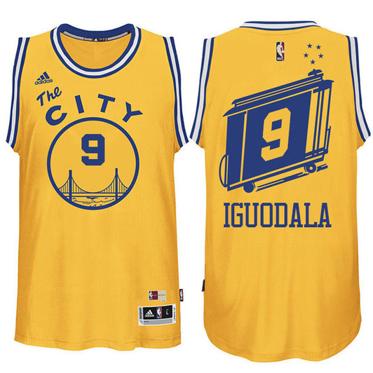 Male Golden State Warriors #9 Andre Iguodala Hardwood Classics Swingman Gold Jersey