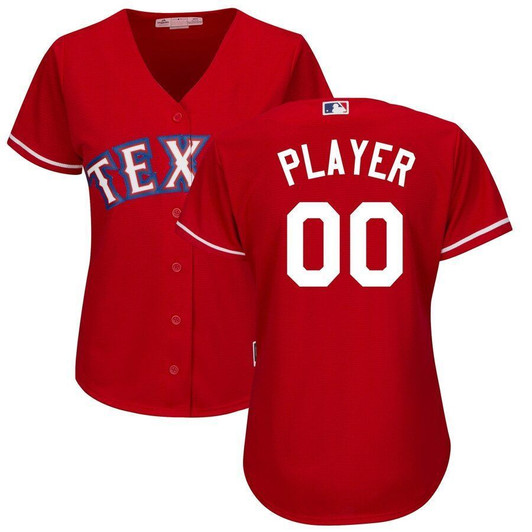 Texas Rangers Majestic Womens Alternate Cool Base Custom Jersey Scarlet 2019