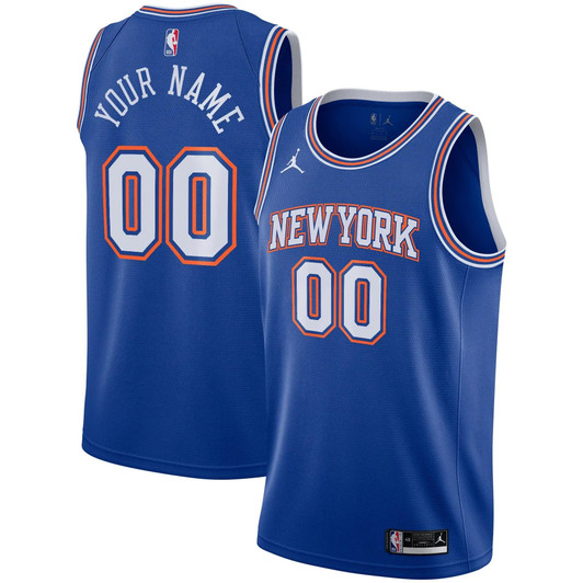 New York Knicks Jordan Brand Swingman Custom Jersey - Statement Edition - Blue