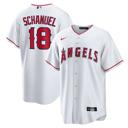 Men's Los Angeles Angels Nolan Schanuel Nike White Home Replica Jersey