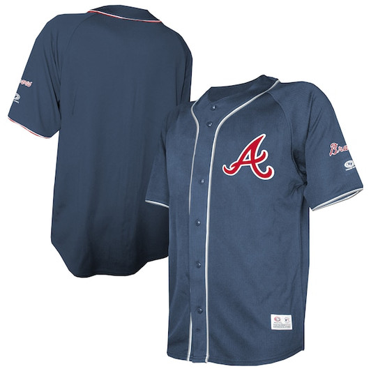 Men's Atlanta Braves  Stitches Navy Team Color Full-Button Fashion Jersey
